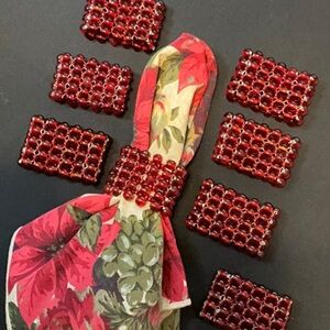 8 Vintage Glass Beaded Napkin Rings